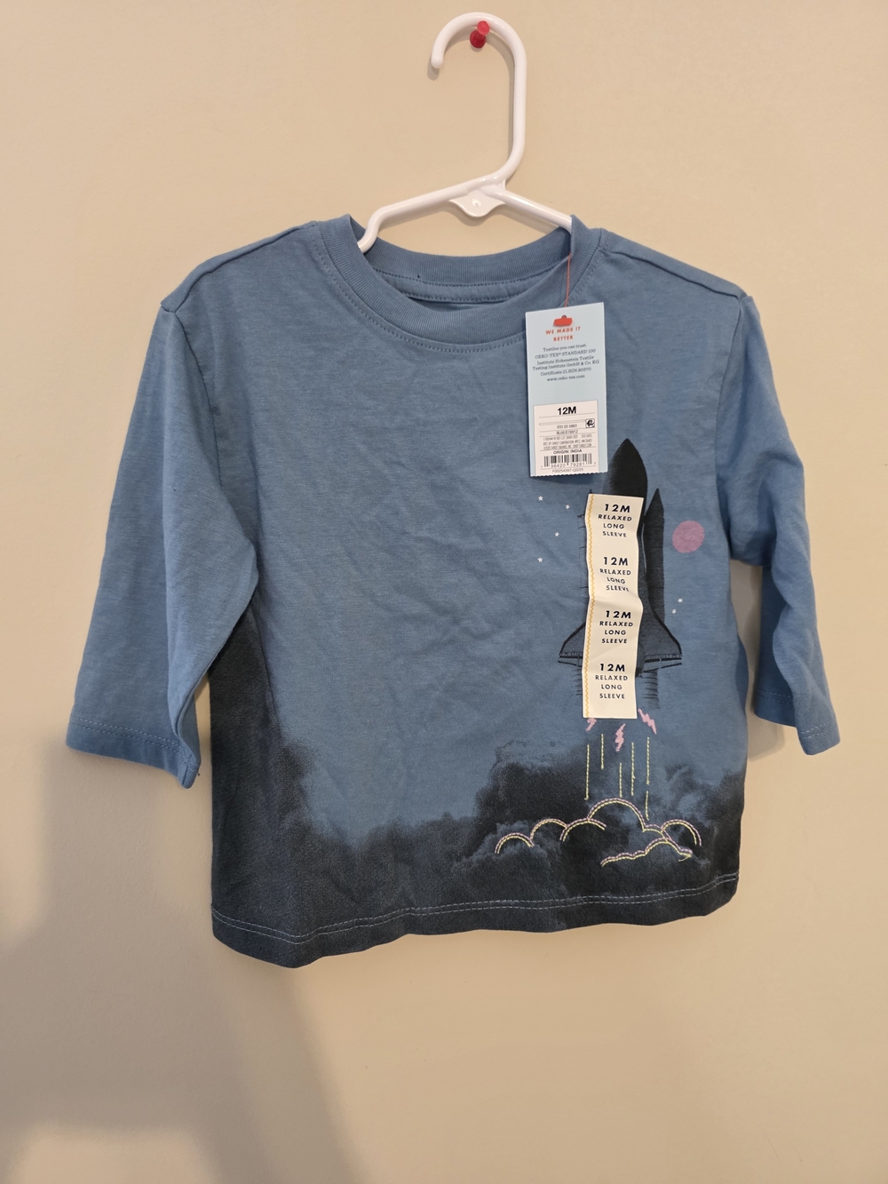 Cat & Jack Blue Long-Sleeve Rocket Tee
